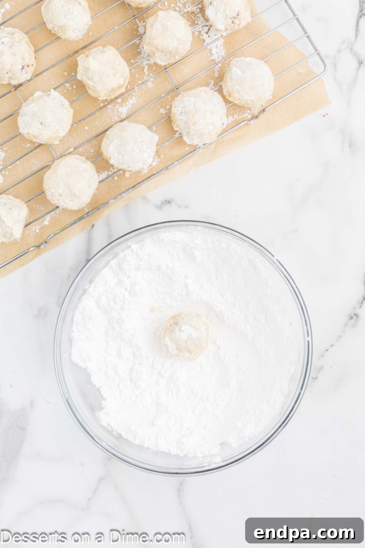 Powdered Sugar Dreams 10 Cookie dough balls rolled into powdered sugar.