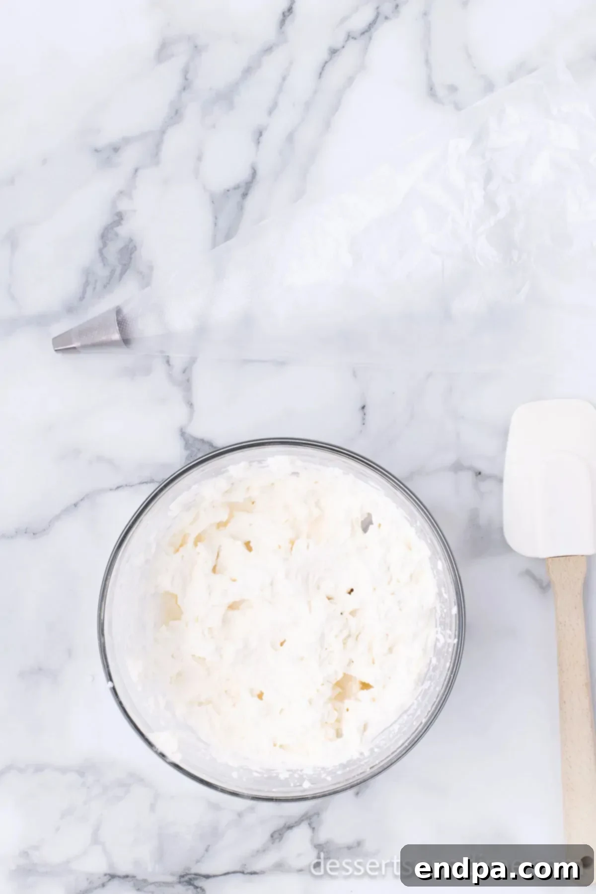Bowl with whipped topping combined. 