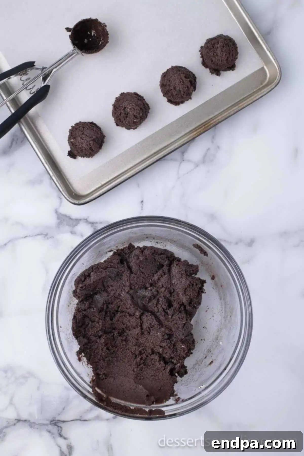 Irresistible Holiday Oreo Truffles 6 The fully combined Oreo and cream cheese mixture rests in a large mixing bowl, ready for shaping.
