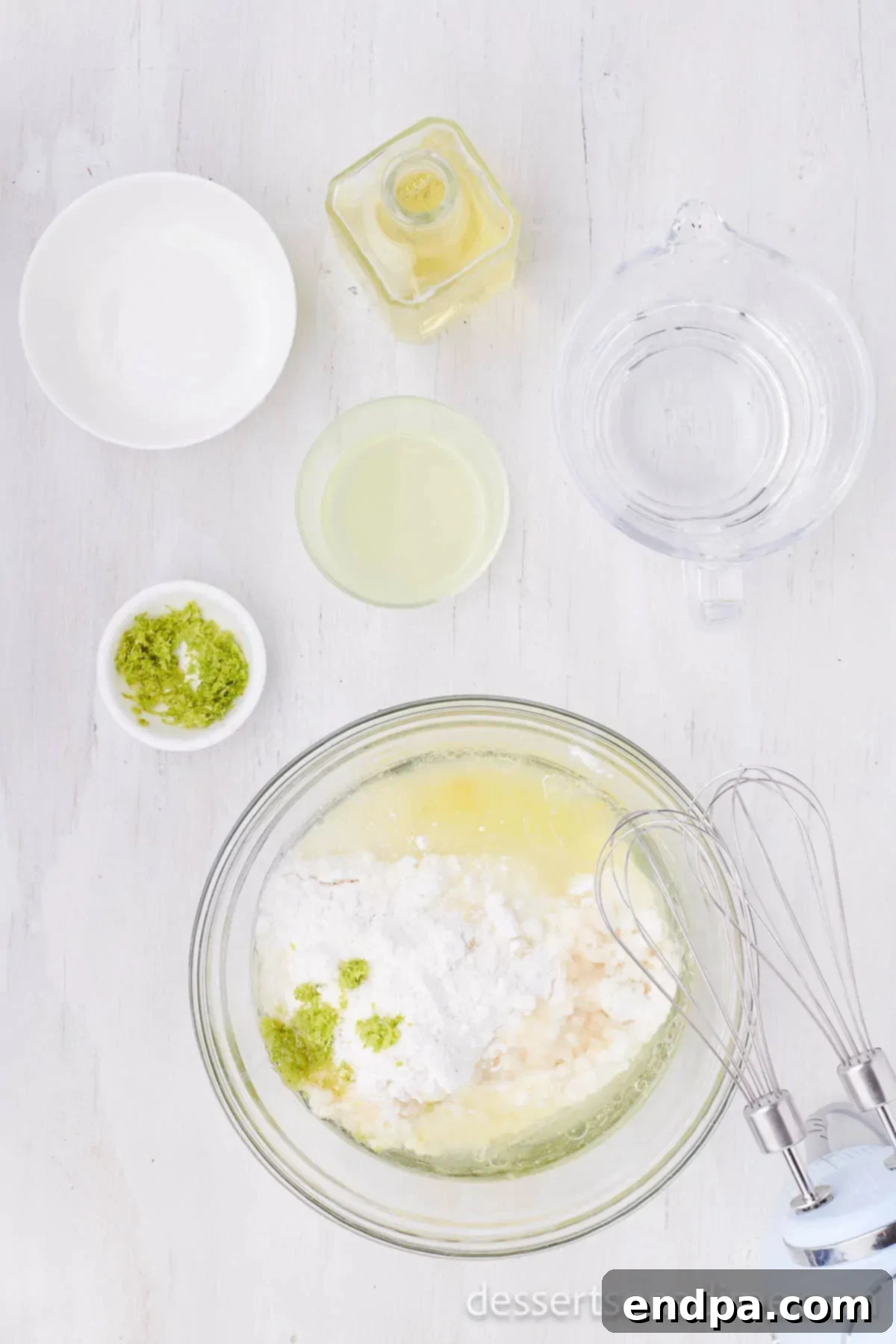 Tequila Lime Cupcakes 4 Mixing bowl with cupcake ingredients.
