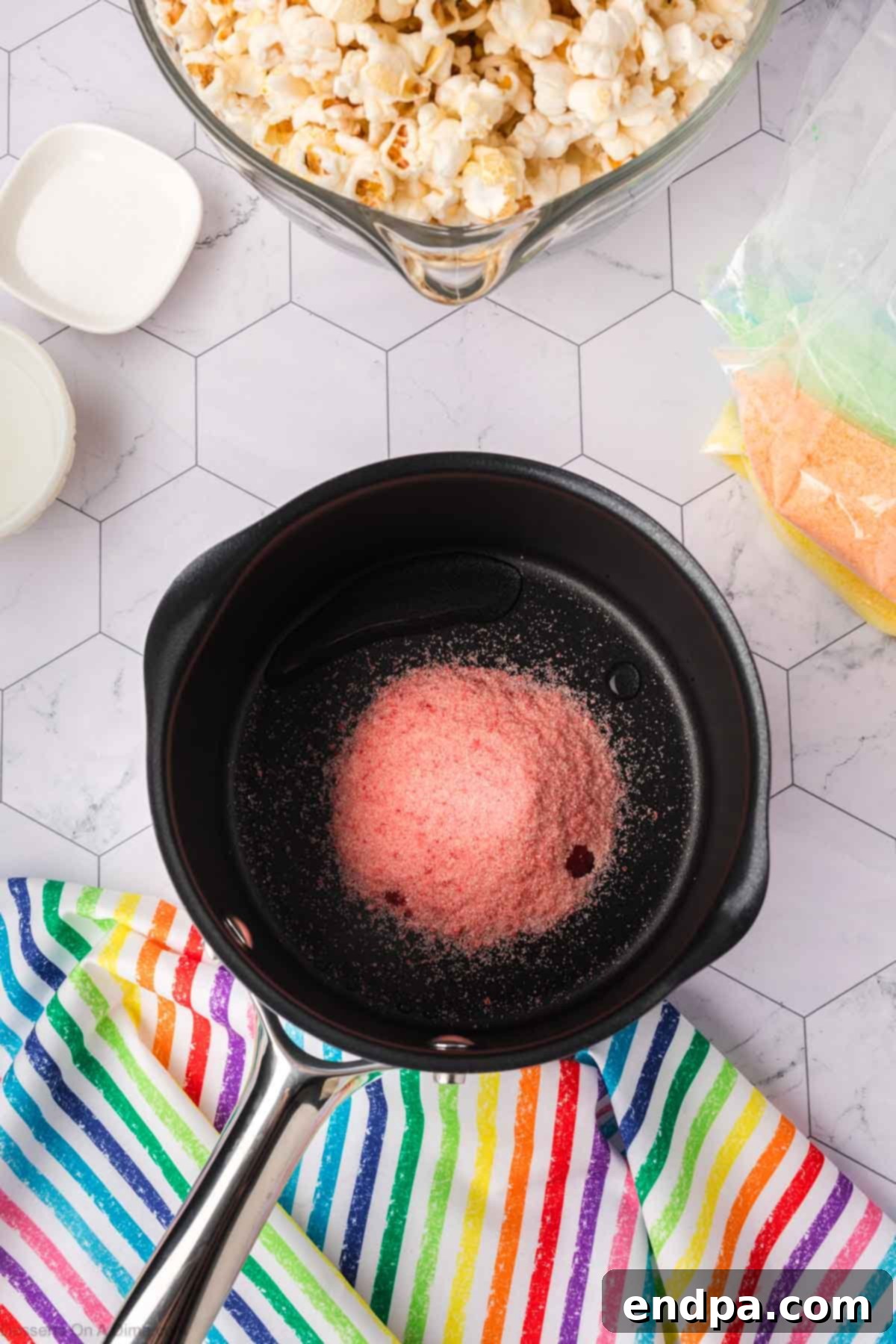 Kaleidoscope Kernels 9 Mixture combined in a saucepan.