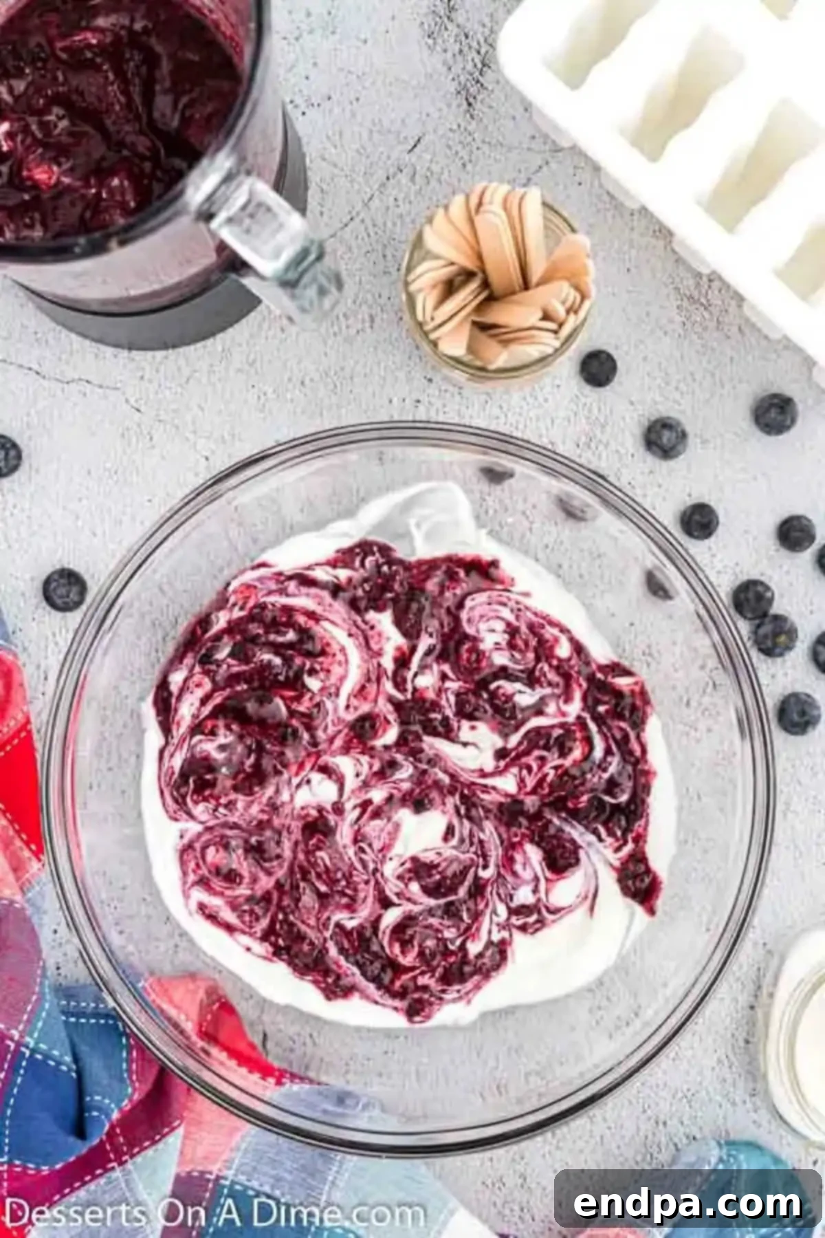 Blueberries combined with yogurt. 