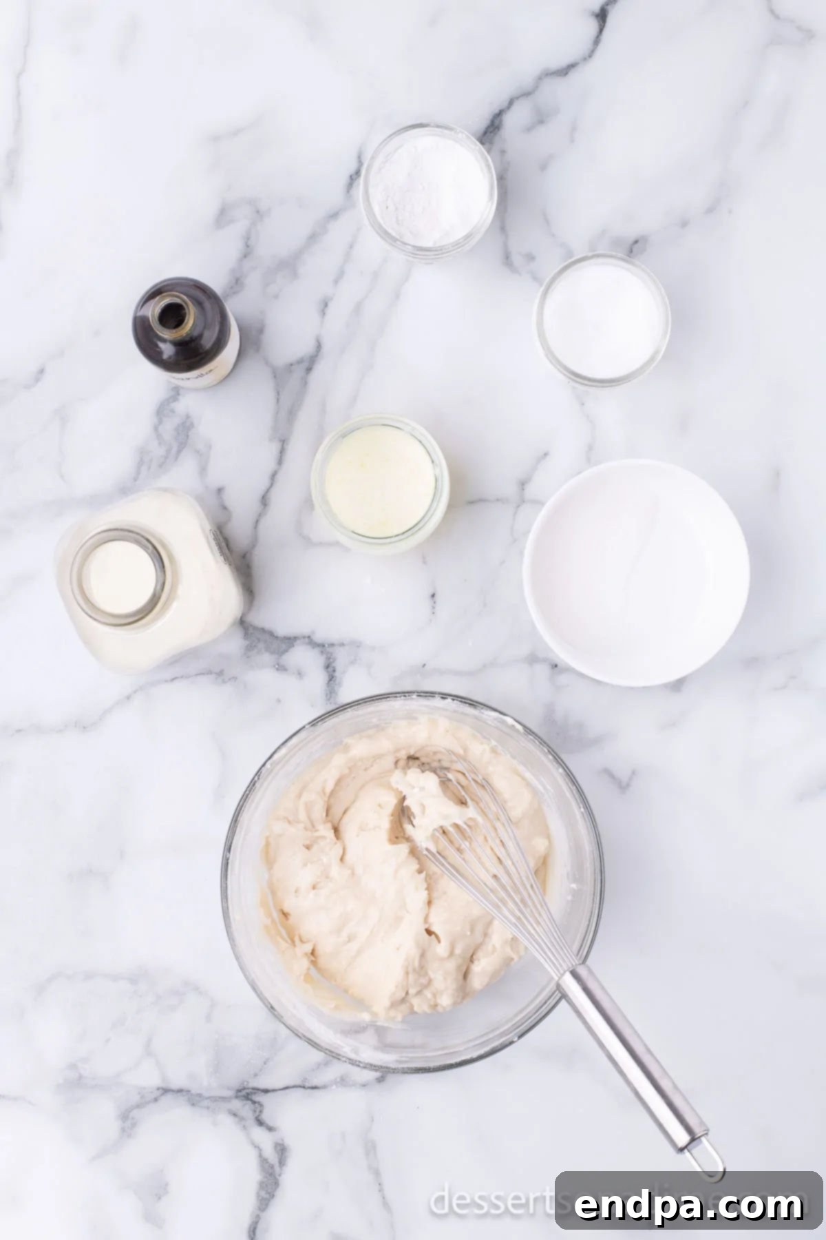 Topping ingredients in a mixing bowl.