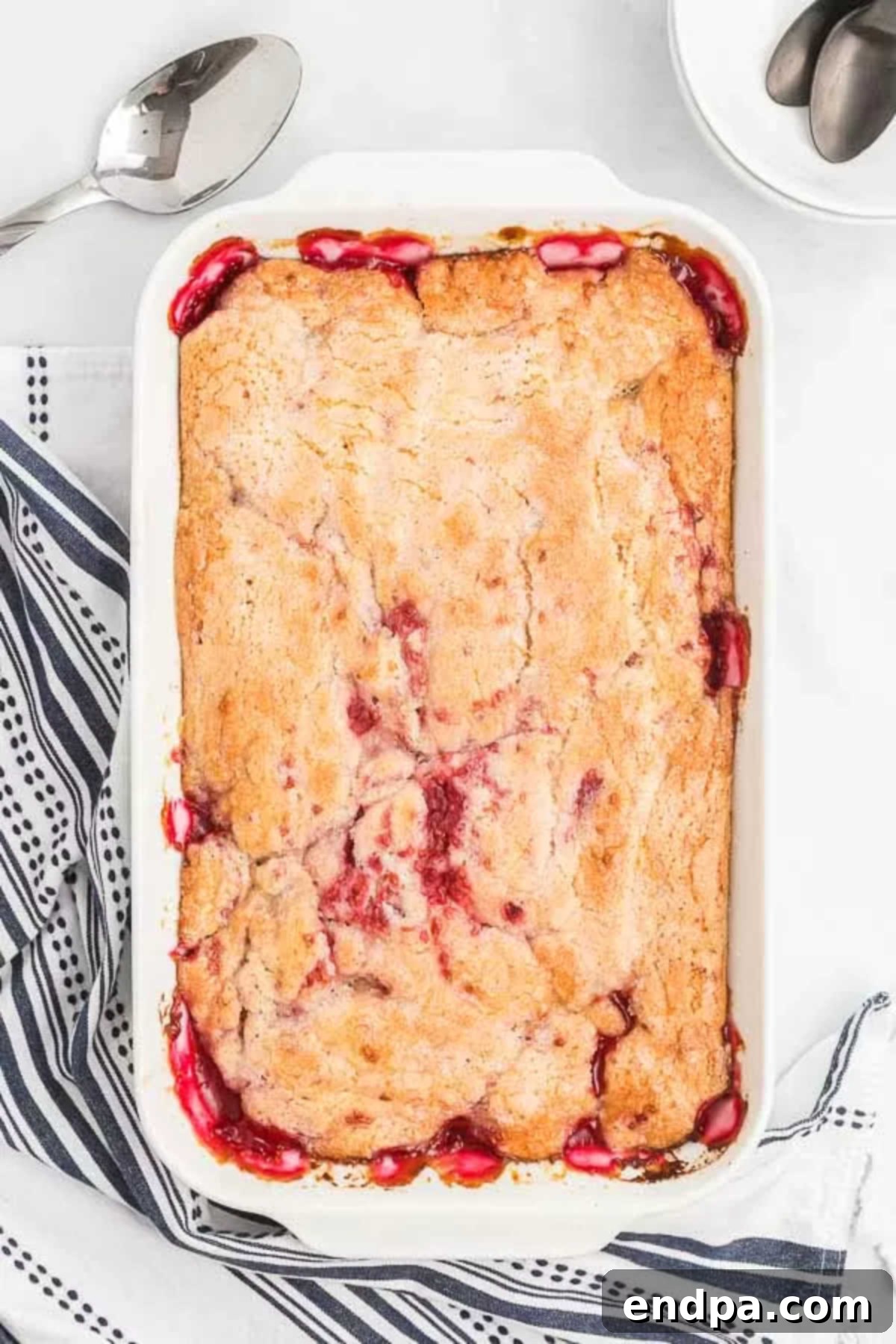 Baked cobbler cooling on a wire rack.