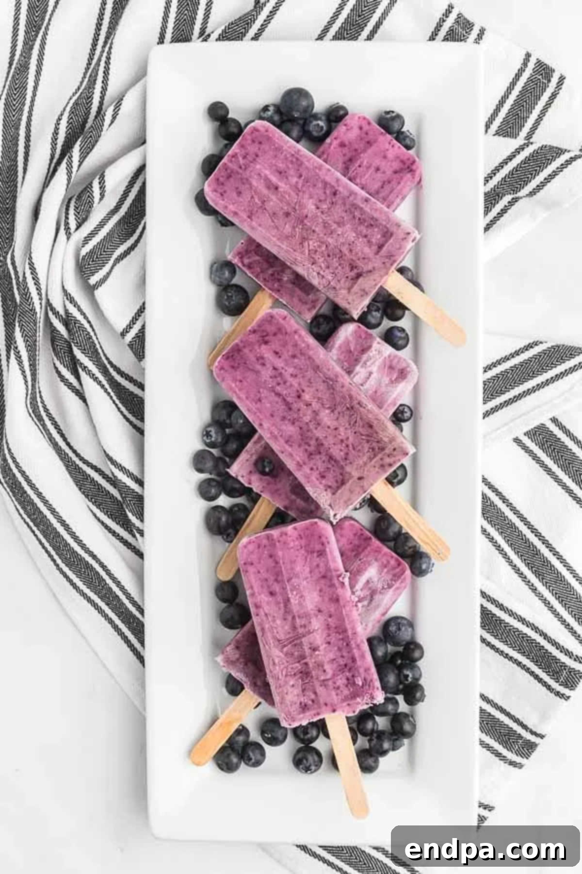 Refreshing Blueberry Yogurt Pops 2 Tray of homemade blueberry yogurt popsicles, ready to be enjoyed.