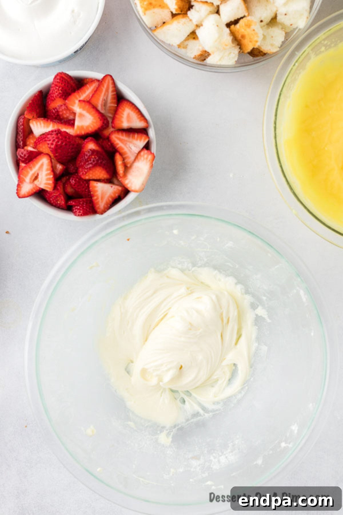 Heavy whipped cream combined until thick.