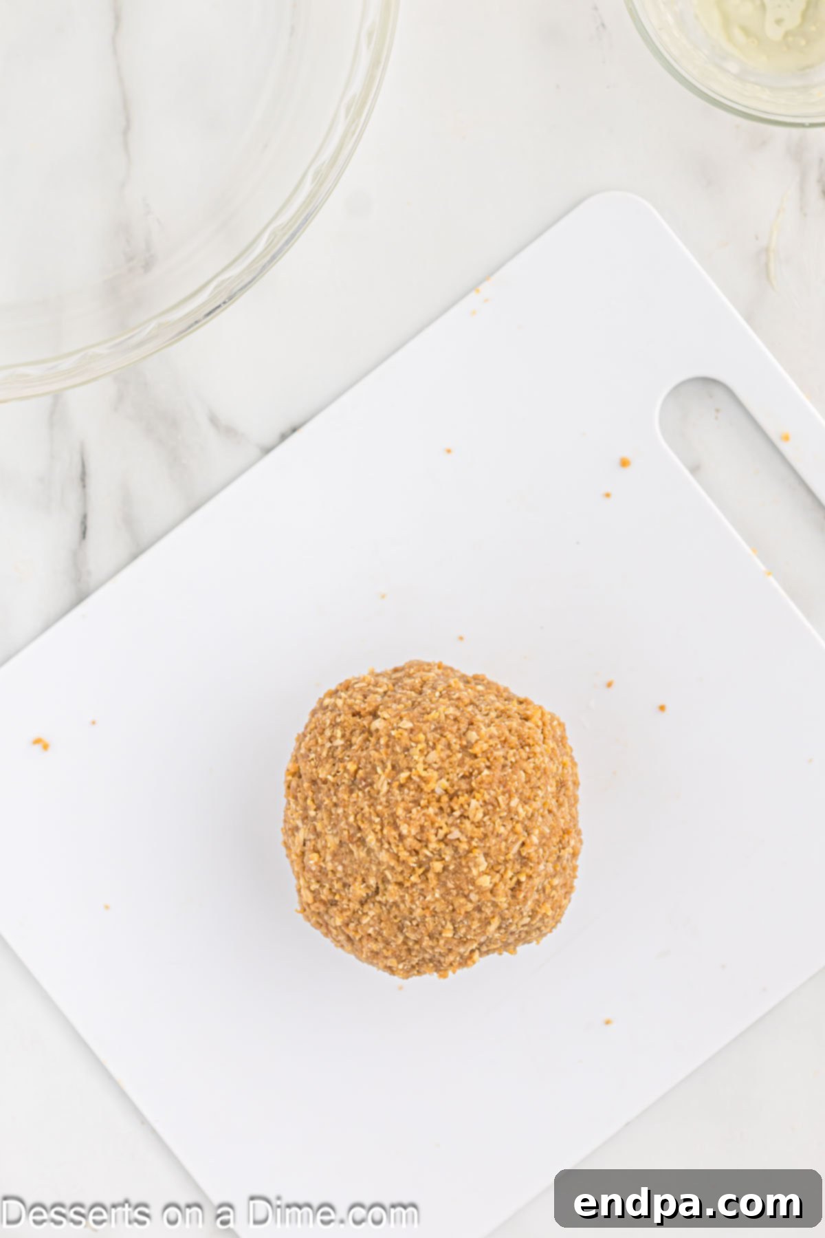 Golden Butter Crunch Pie 11 The oat crust mixture, after being kneaded with melted butter, formed into a cohesive ball.