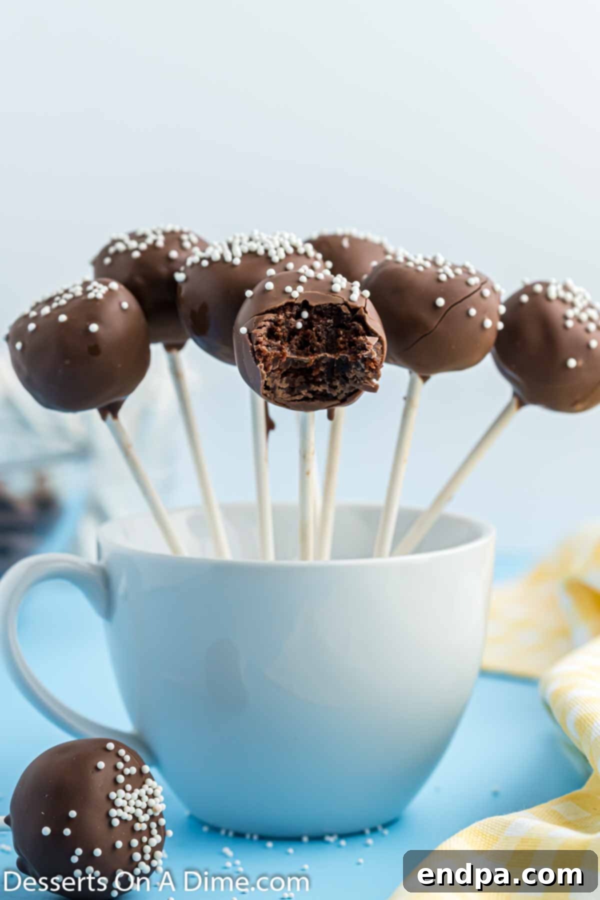 Brownie cake pops in a container with Styrofoam. 