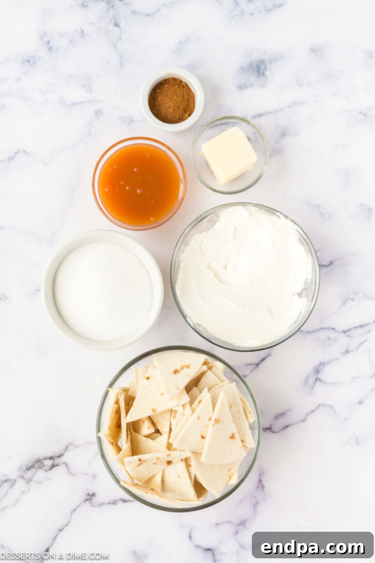 Ingredients for Air fryer churro chips. 
