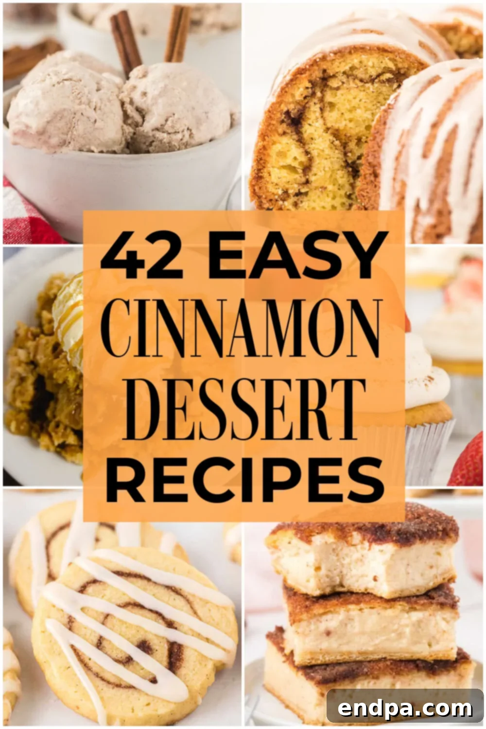 A delectable assortment of cinnamon desserts, featuring cinnamon rolls, snickerdoodle cookies, and cinnamon-spiced cakes, showcasing the irresistible appeal of cinnamon in baking. These easy cinnamon recipes are perfect for any occasion.