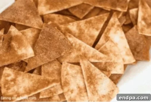 A bowl of crispy Cinnamon Chips, perfect for dipping or snacking.