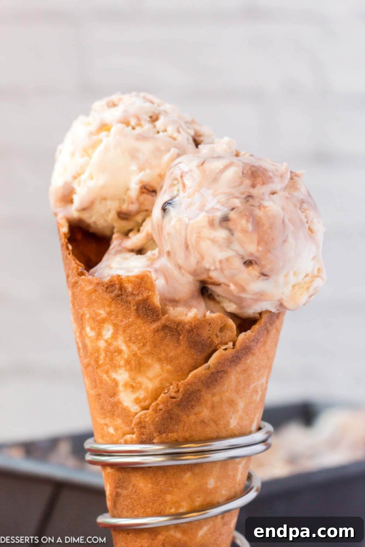 Samoa Ice cream in a cone.
