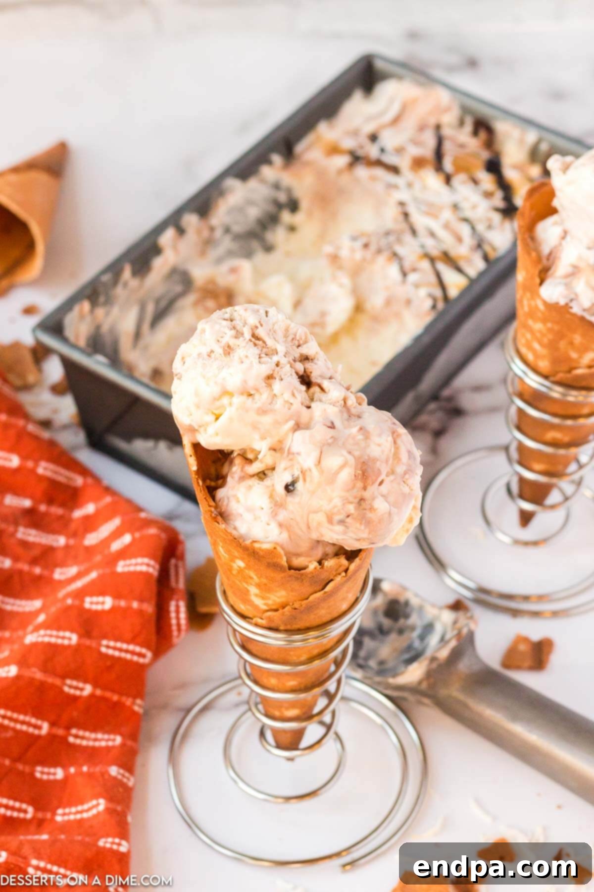 Samoa Ice cream in a cone.