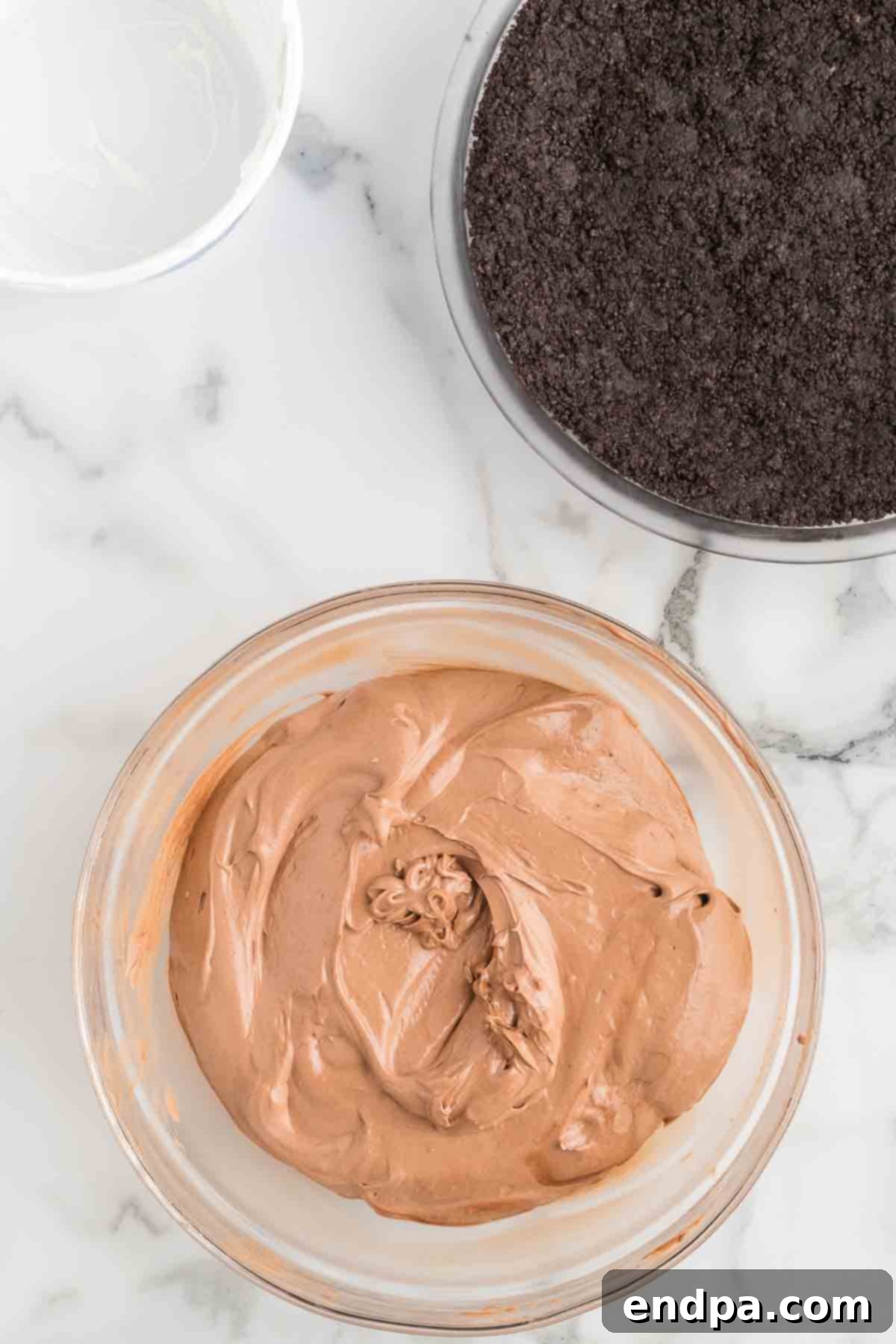 Thawed whipped topping gently folded into the Nutella and cream cheese mixture.