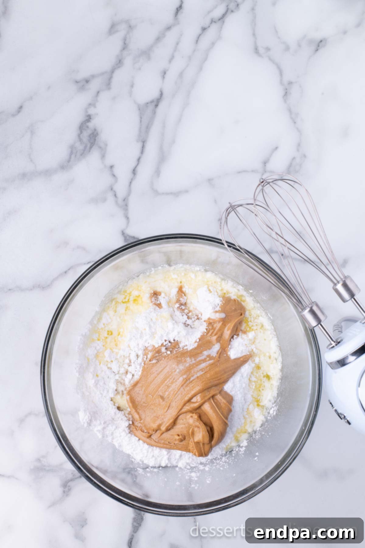 Decadent Chocolate Peanut Butter Buckeye Brownies 6 Mixing bowl with peanut butter mixture.
