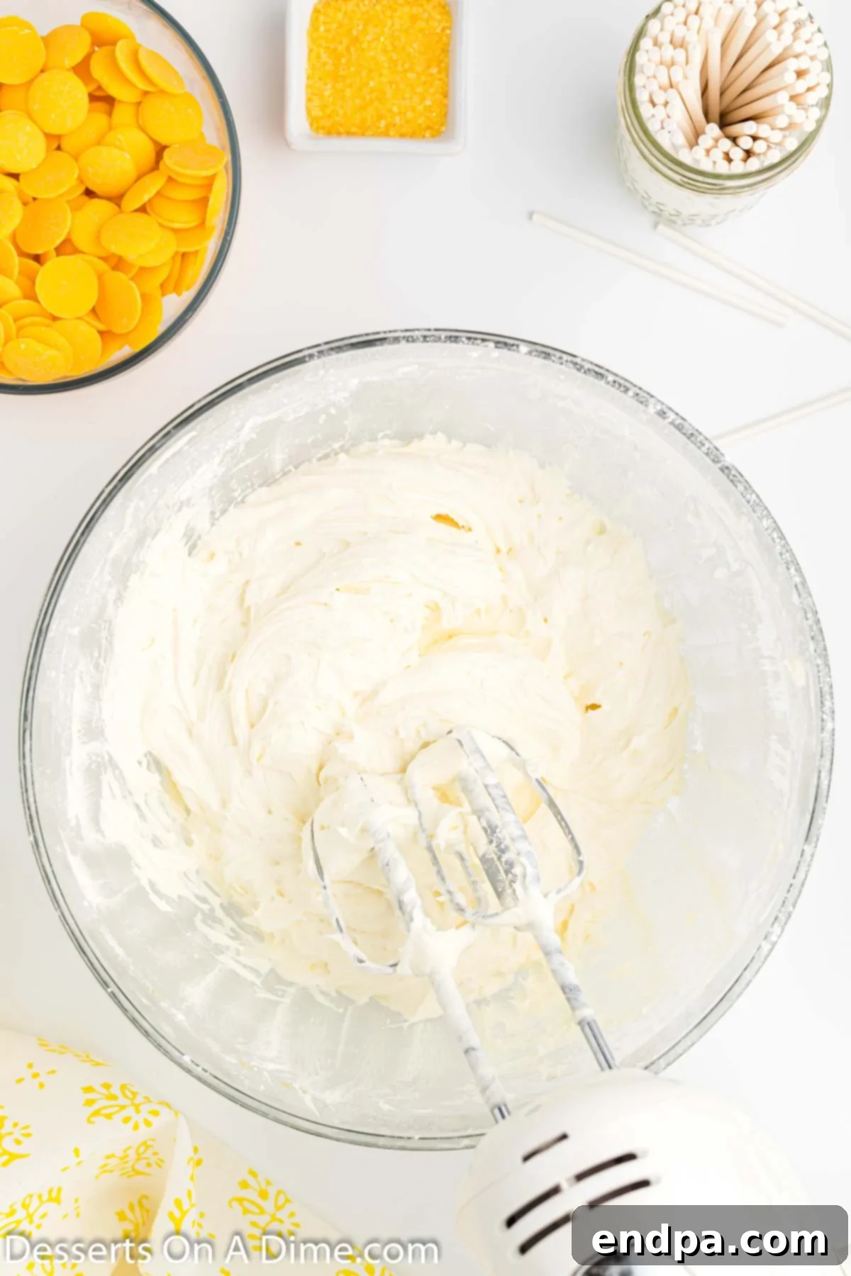 Copycat Starbucks Lemon Cake Pop Recipe 4 Mixing bowl with cream cheese and butter.