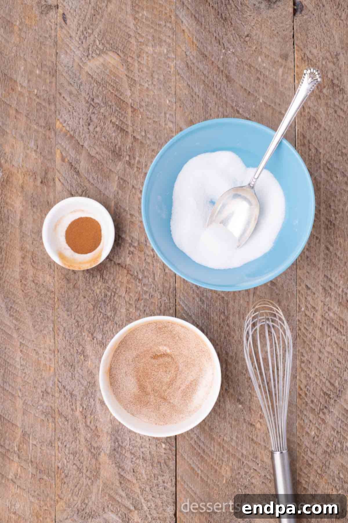 Simple Snickerdoodle Perfection 5 Small bowl containing a perfectly mixed cinnamon sugar topping.