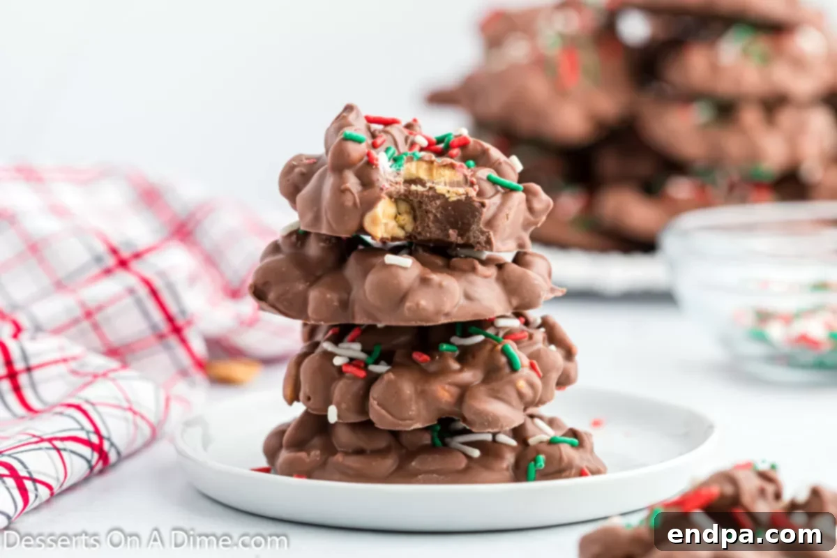Crock Pot Christmas Crack stacked on a plate, showcasing its festive appeal.