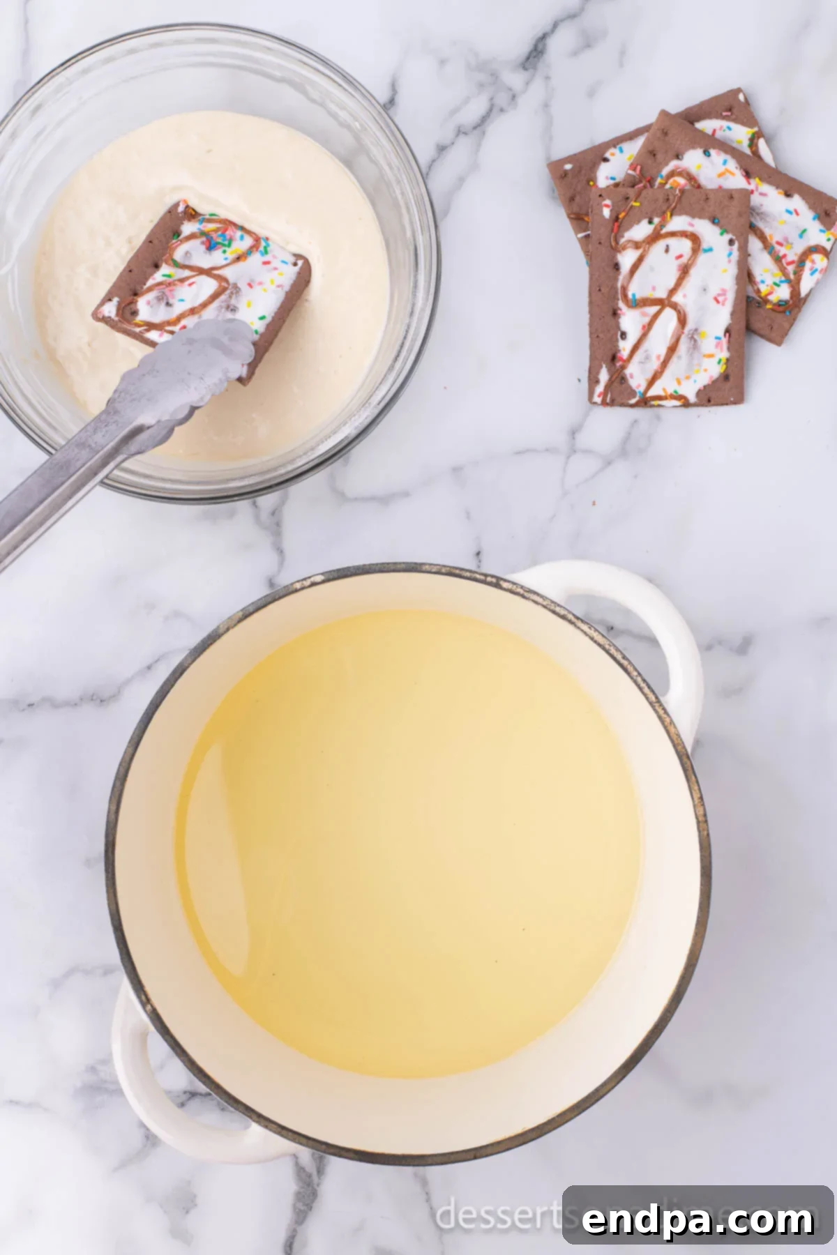 Crispy Sweet Pop Tart Delight 7 Pop tart dipped into batter.