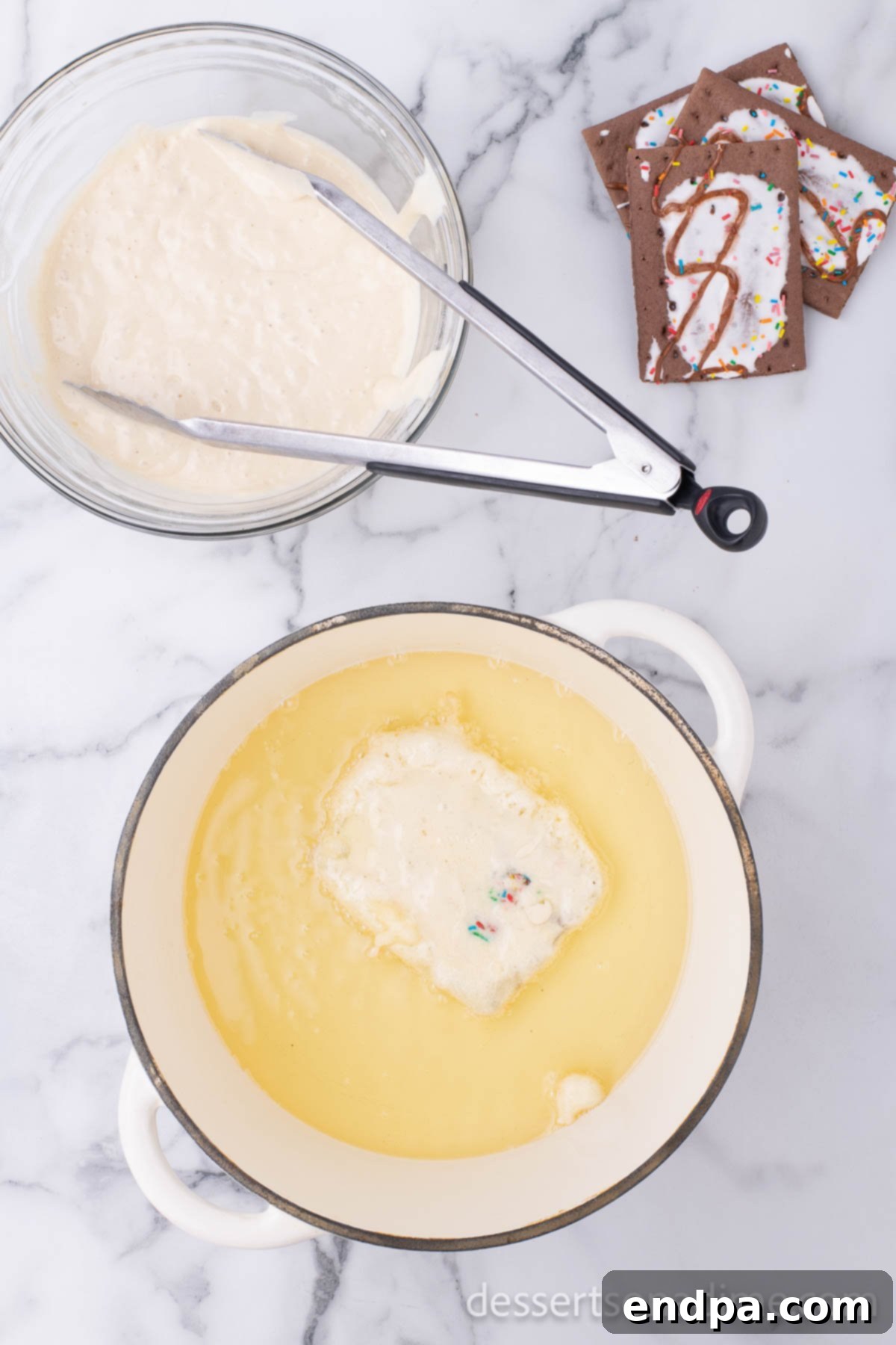 Crispy Sweet Pop Tart Delight 8 Poptart in hot oil.