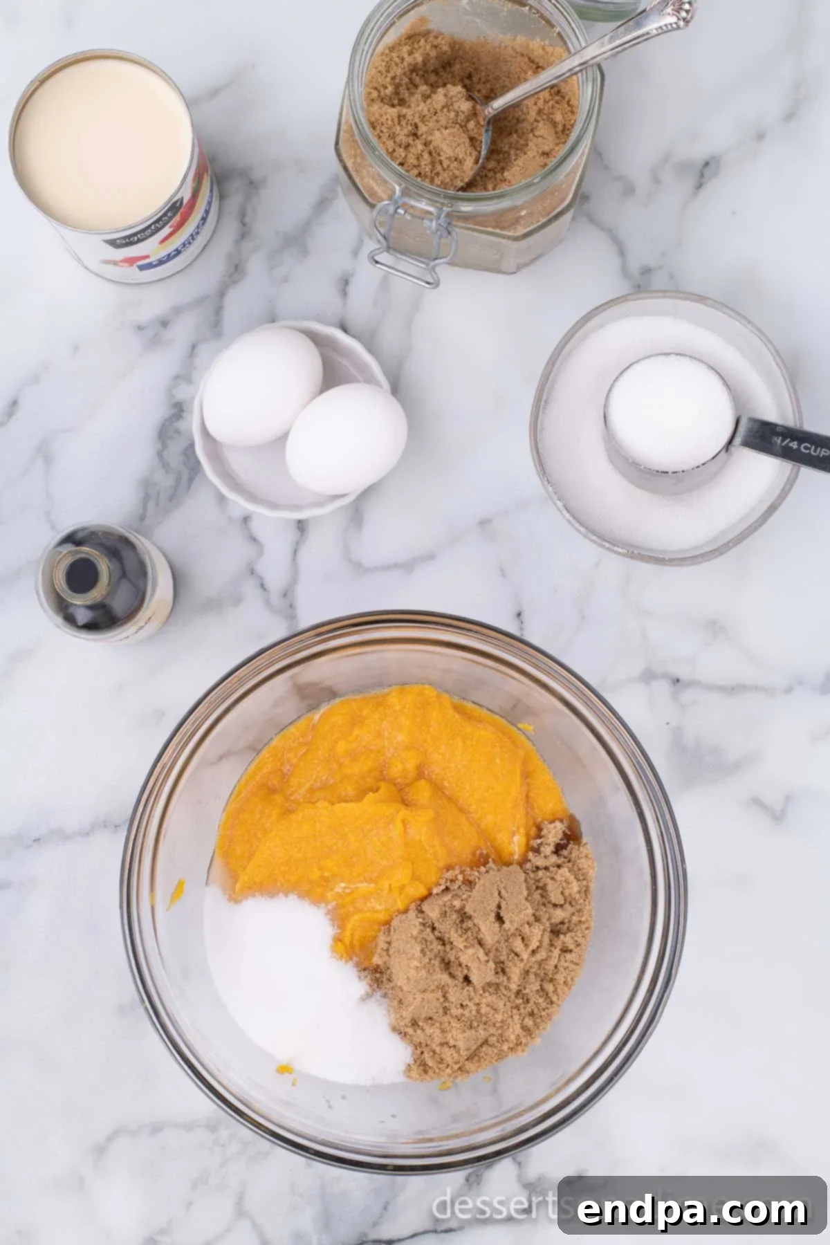 Golden Harvest Butternut Squash Pie 11 White sugar added to bowl.