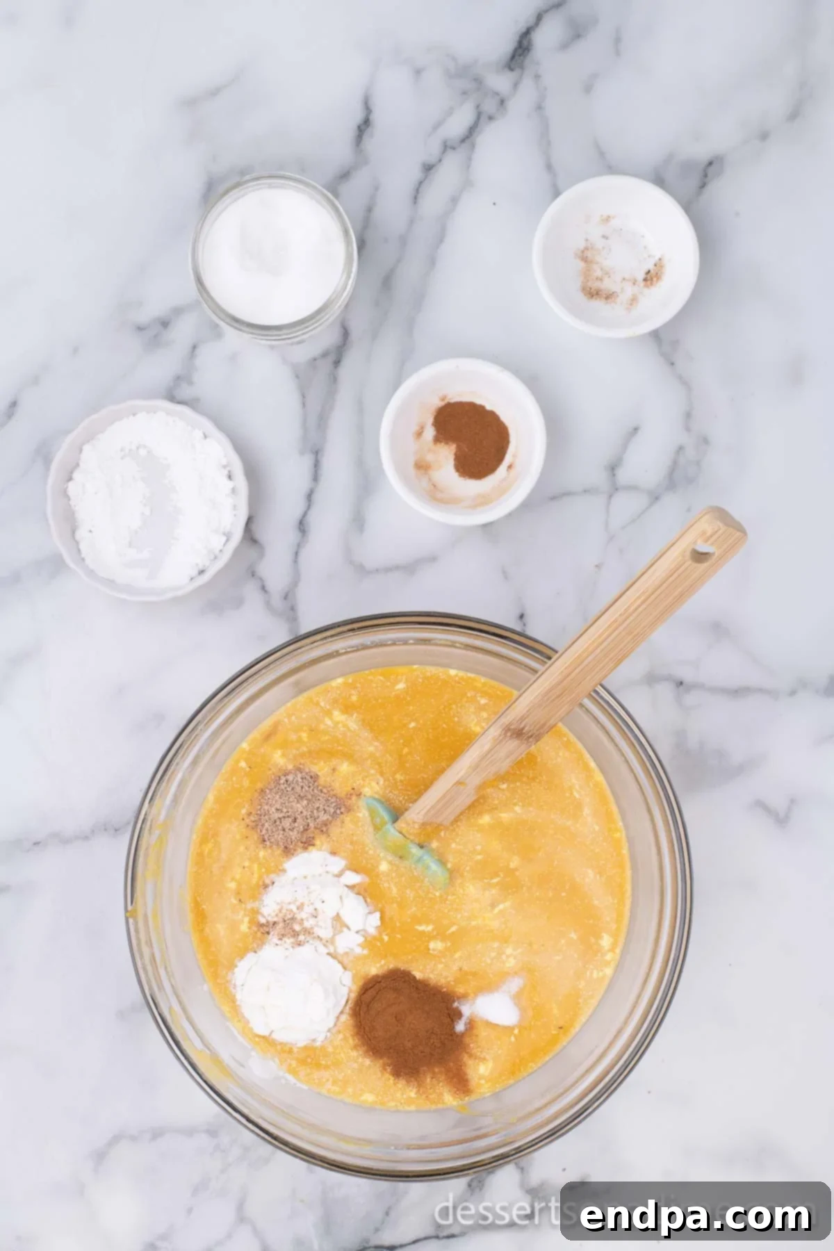 Golden Harvest Butternut Squash Pie 14 Remaining ingredients added to bowl and combined.