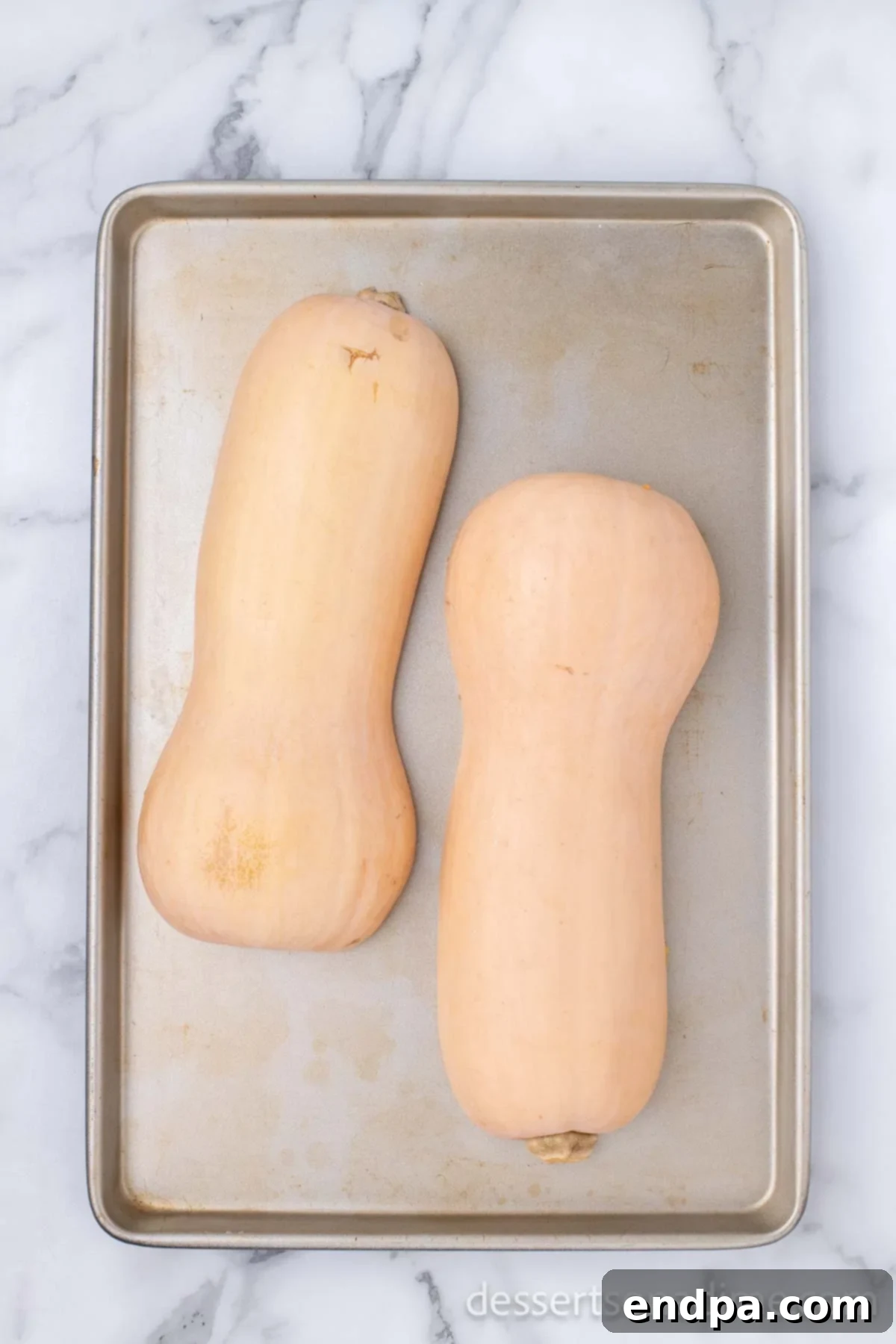 Golden Harvest Butternut Squash Pie 5 Squash on baking sheet, cut side down.