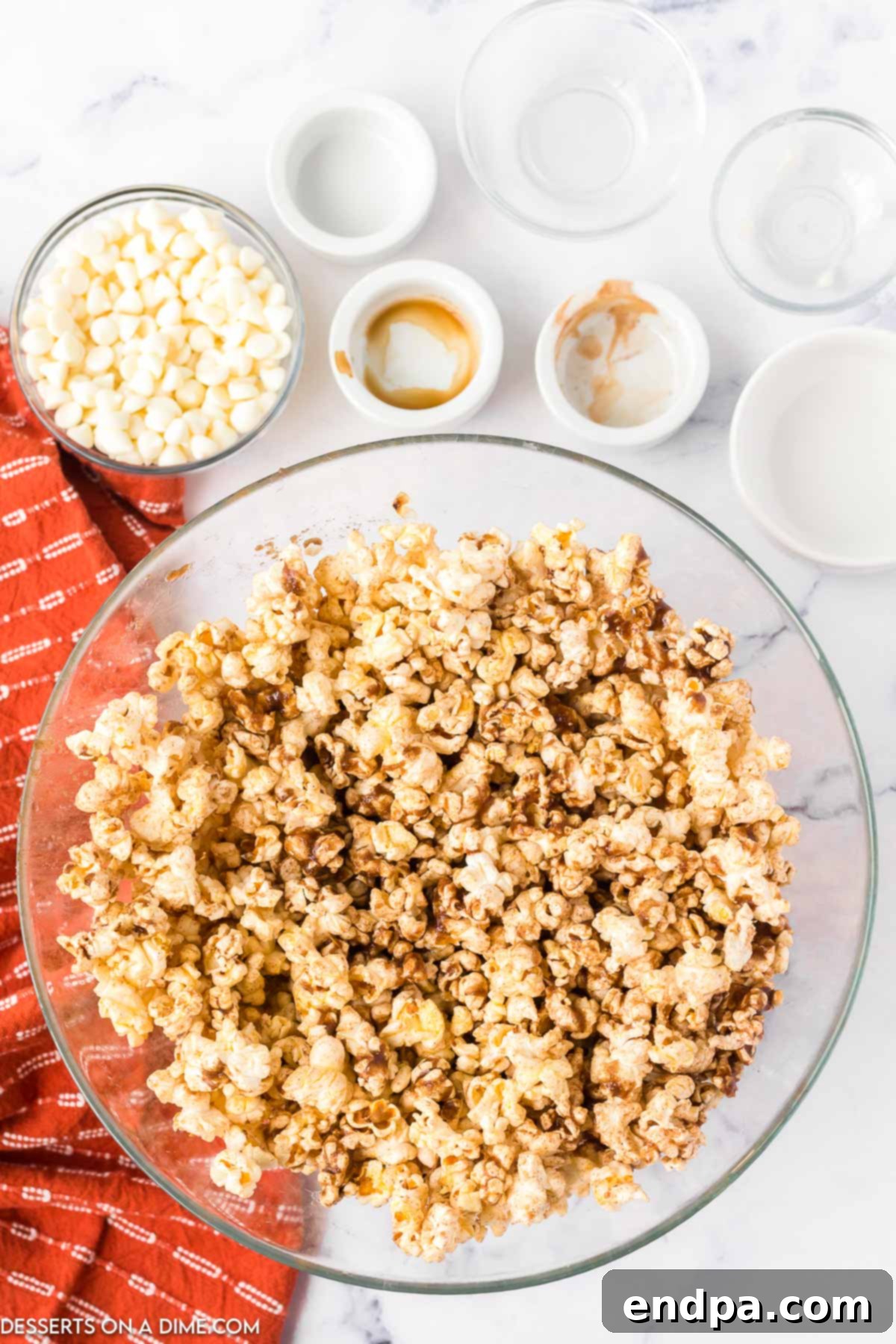 Frosted Cinnamon Popcorn 5 Popcorn coated in brown sugar mixture.