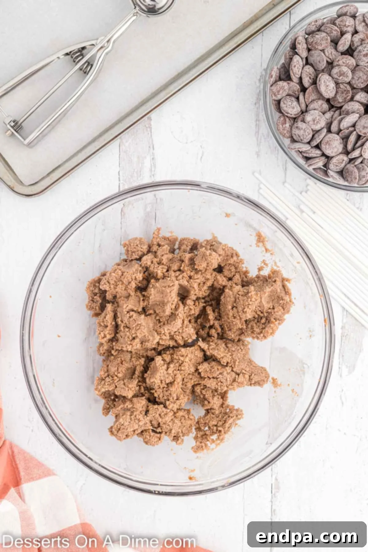 Cake and frosting crumbled together.