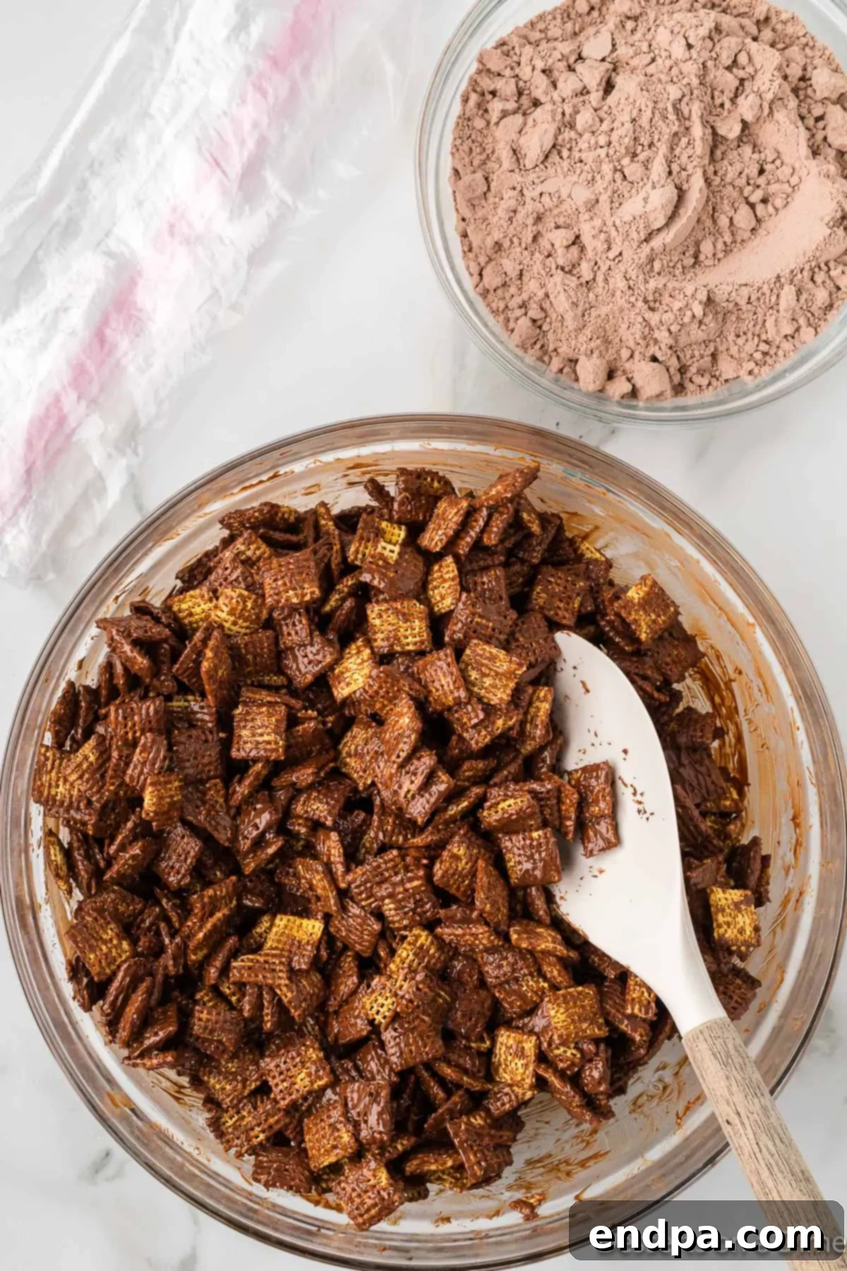 Double Fudge Brownie Crunch 7 Cereal mixture combined together.