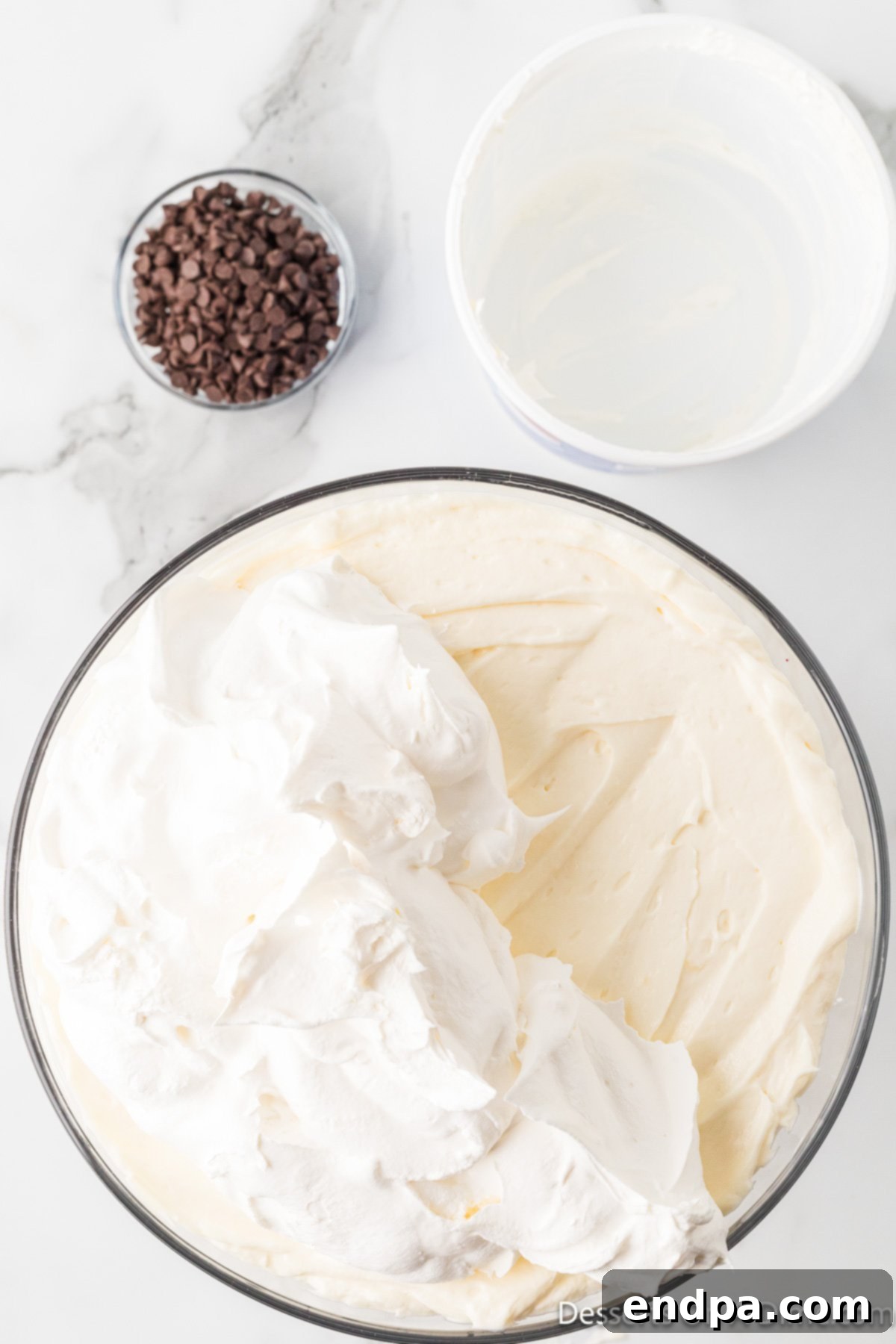 Crimson Velvet Dream 16 Cool whip spread on top. A generous dollop of Cool Whip crowning the trifle.