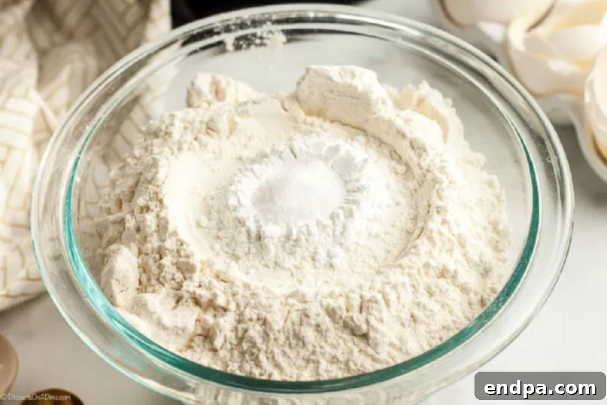 Velvety Cream Cheese Cookies 5 Dry ingredients combined in a bowl.