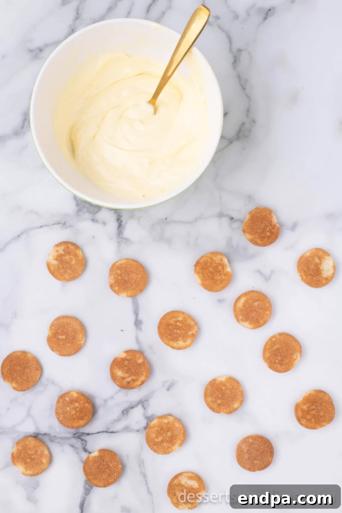 Eclair Cookie Fusion 6 A bowl of creamy, thick pudding mixture, now chilled and ready to be used as a stable filling for the Eclair Cookies.