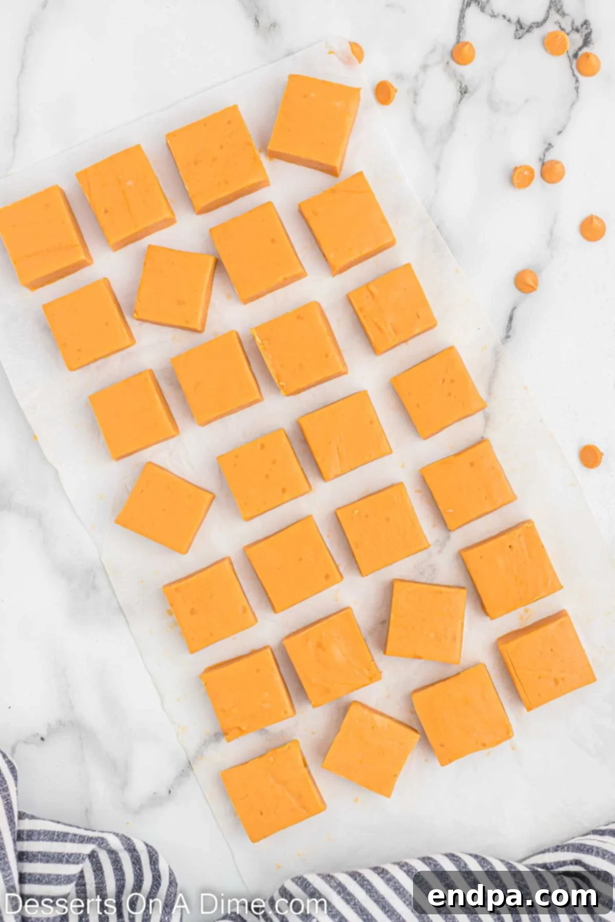 Golden Butterscotch Fudge 7 Fudge cut into neat squares, ready for serving.