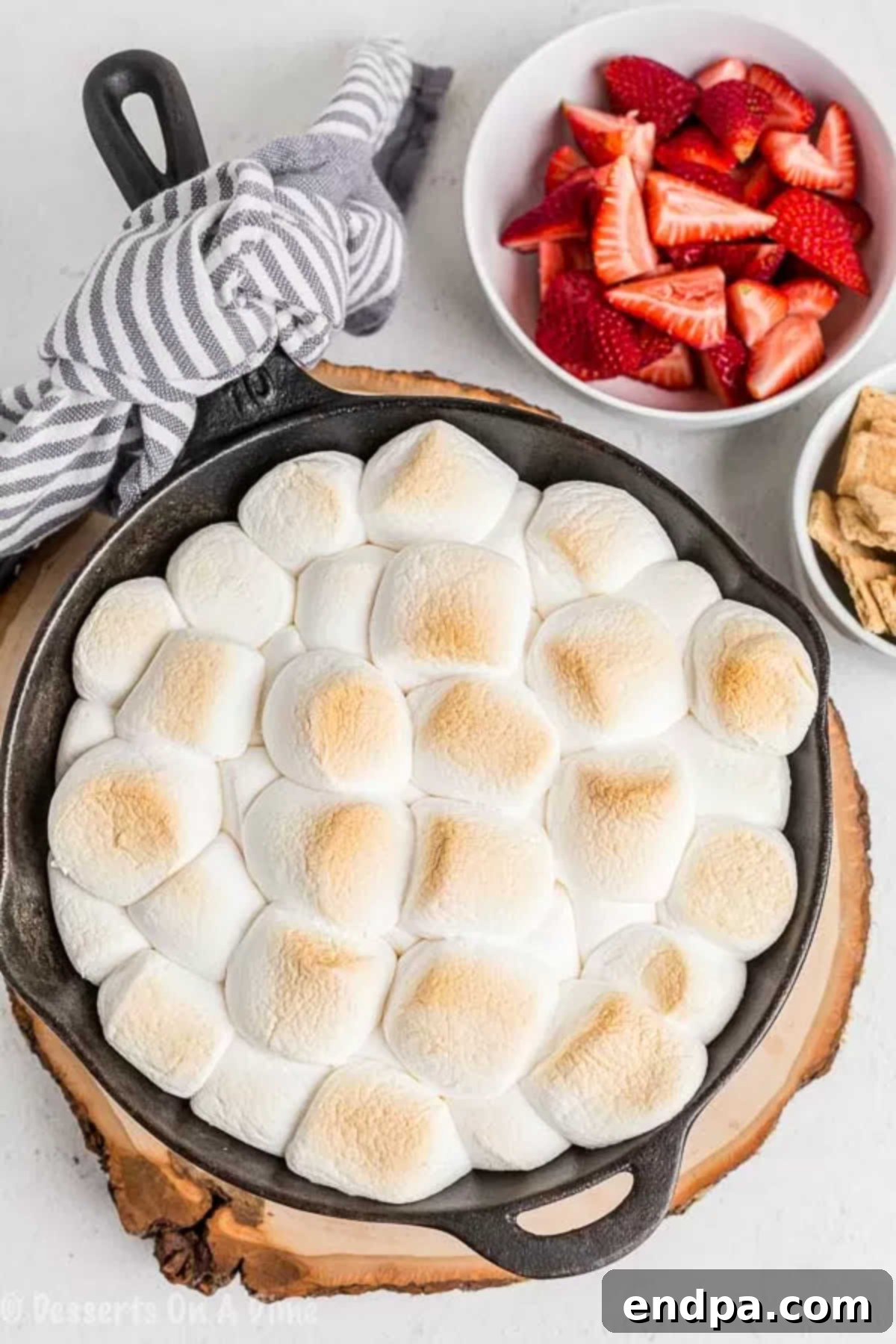 Marshmallows baked until golden brown.