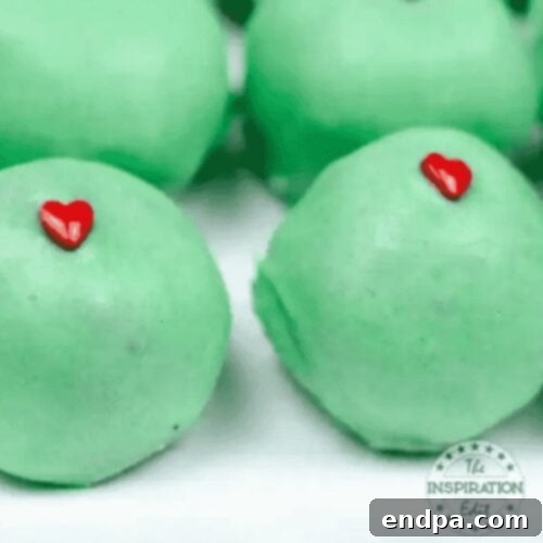 Grinchmas Dessert Delights 9 Grinch Truffles made in an Instant Pot, green with red accents.