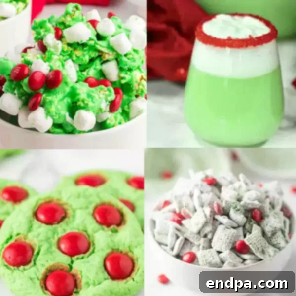 Grinchmas Dessert Delights 3 Close-up of a vibrant green Grinch cookie with a small red heart, ready for a holiday celebration.