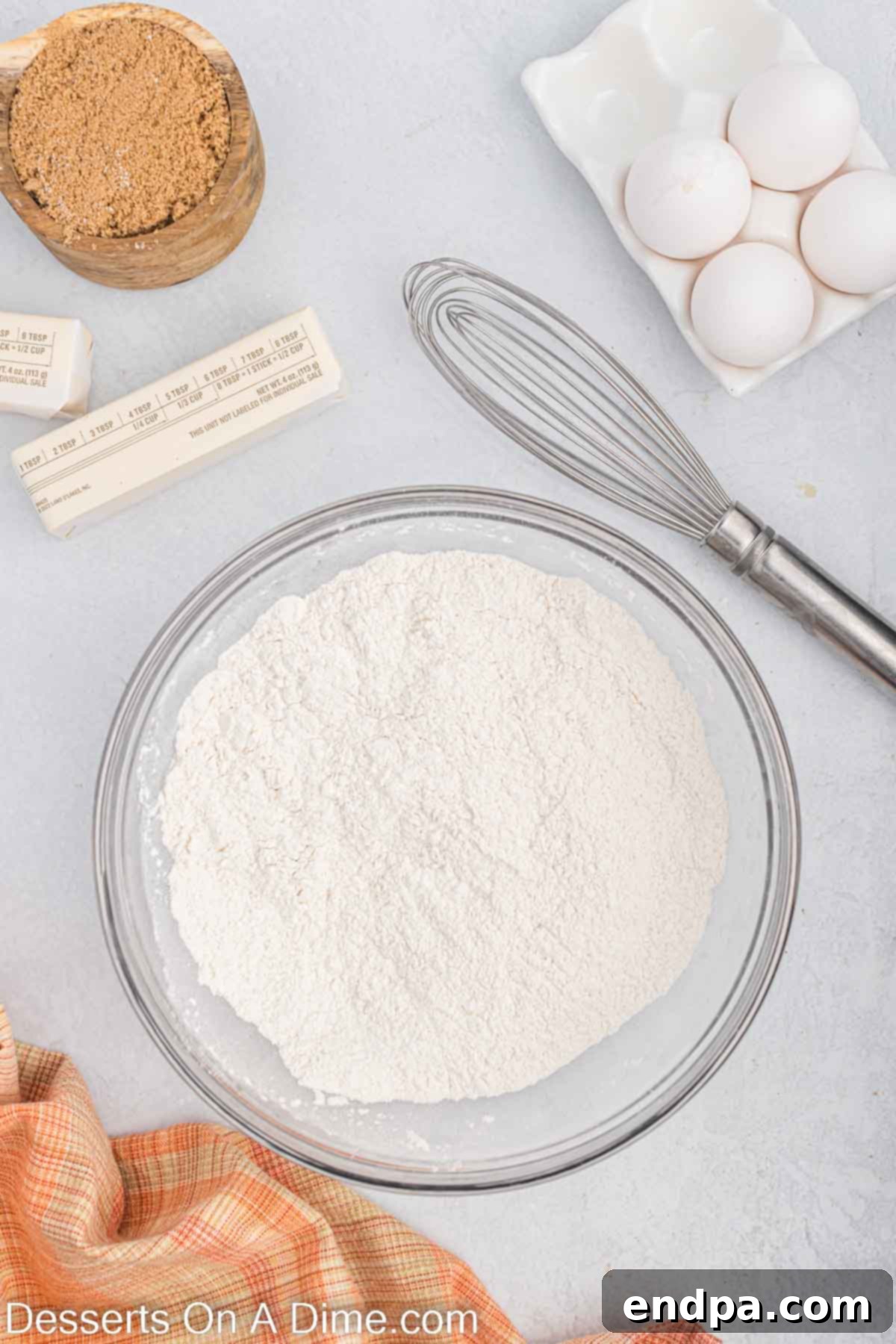 Butterscotch Bliss Cake 4 Dry ingredients in a bowl, whisked together.