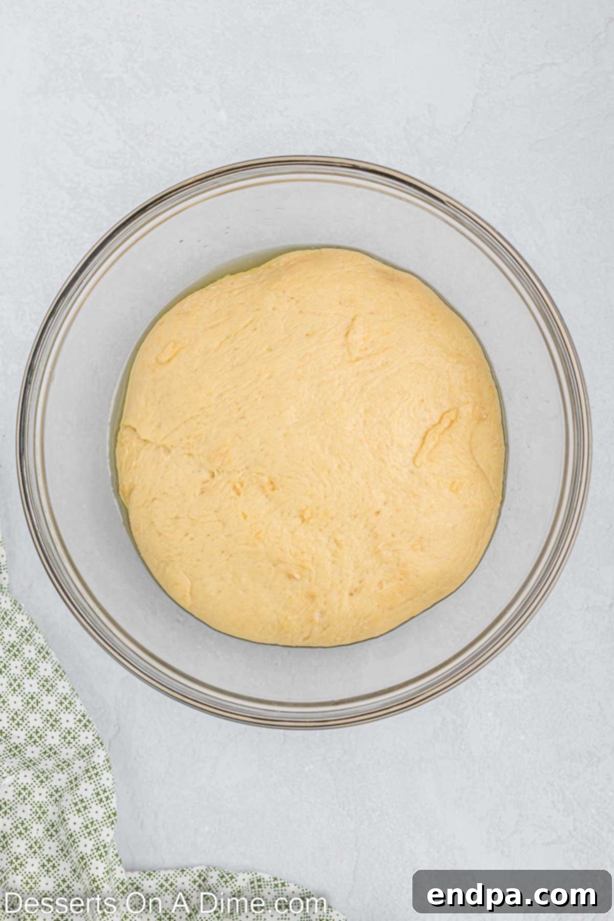 Dough placed in oiled bowl.