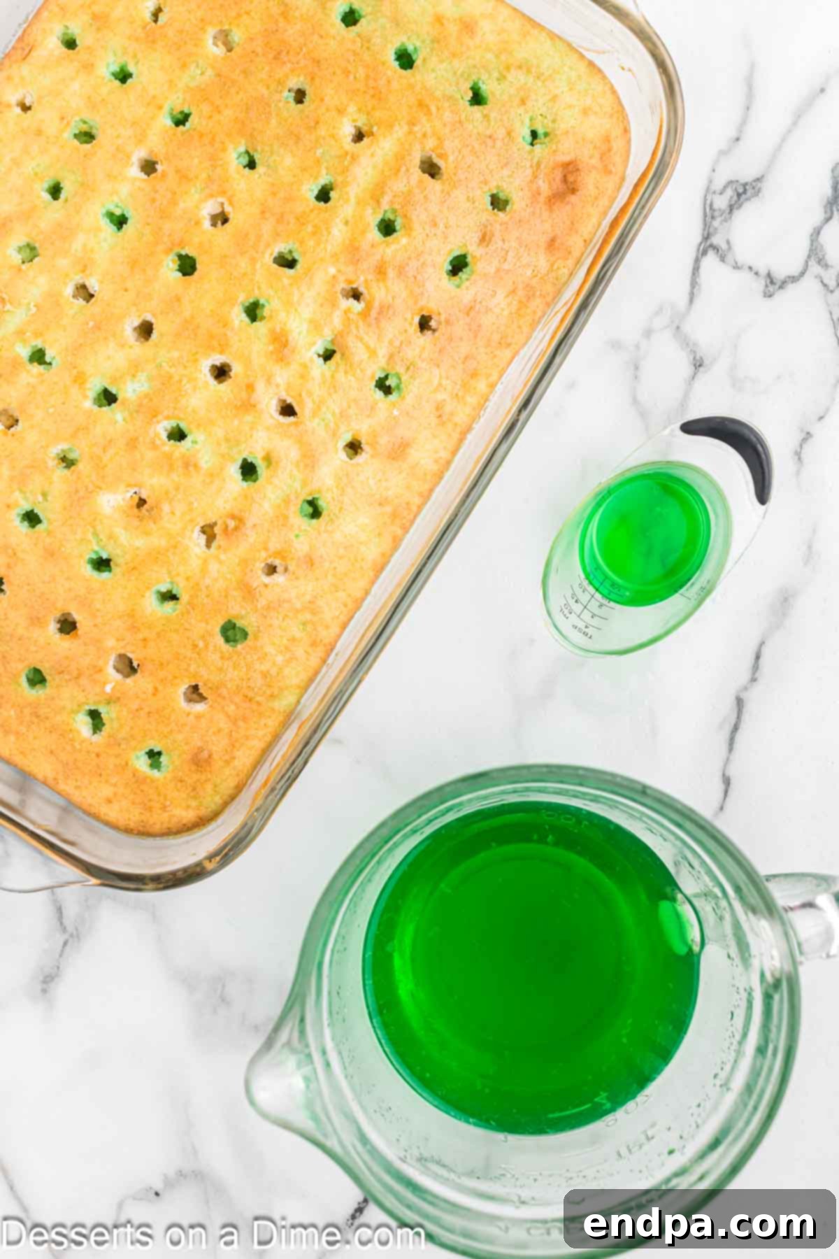 Jello poured over cake. 
