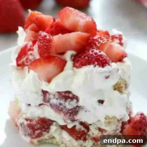 37 Luscious Strawberry Desserts 5 A refreshing strawberry icebox cake with whipped cream layers.