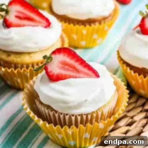 37 Luscious Strawberry Desserts 10 Strawberry shortcake cupcakes topped with cream and berries.