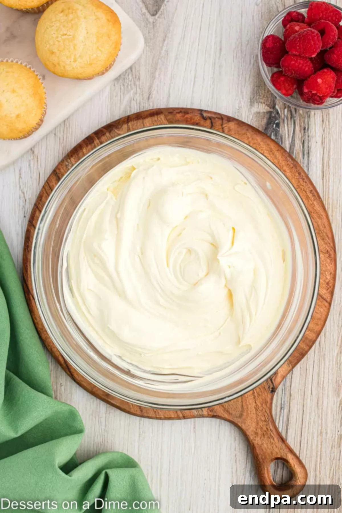 Super Fluffy Cool Whip Frosting 7 A bowl of freshly made, light and fluffy Cool Whip frosting.