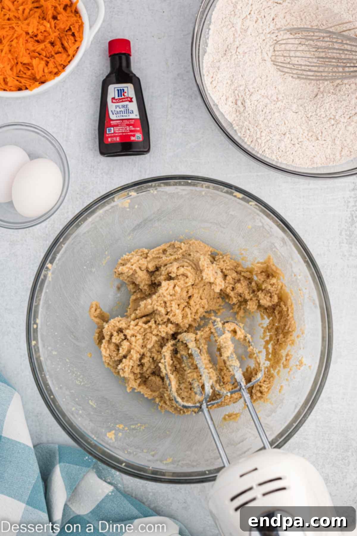 Butter and both types of sugar combined together. 