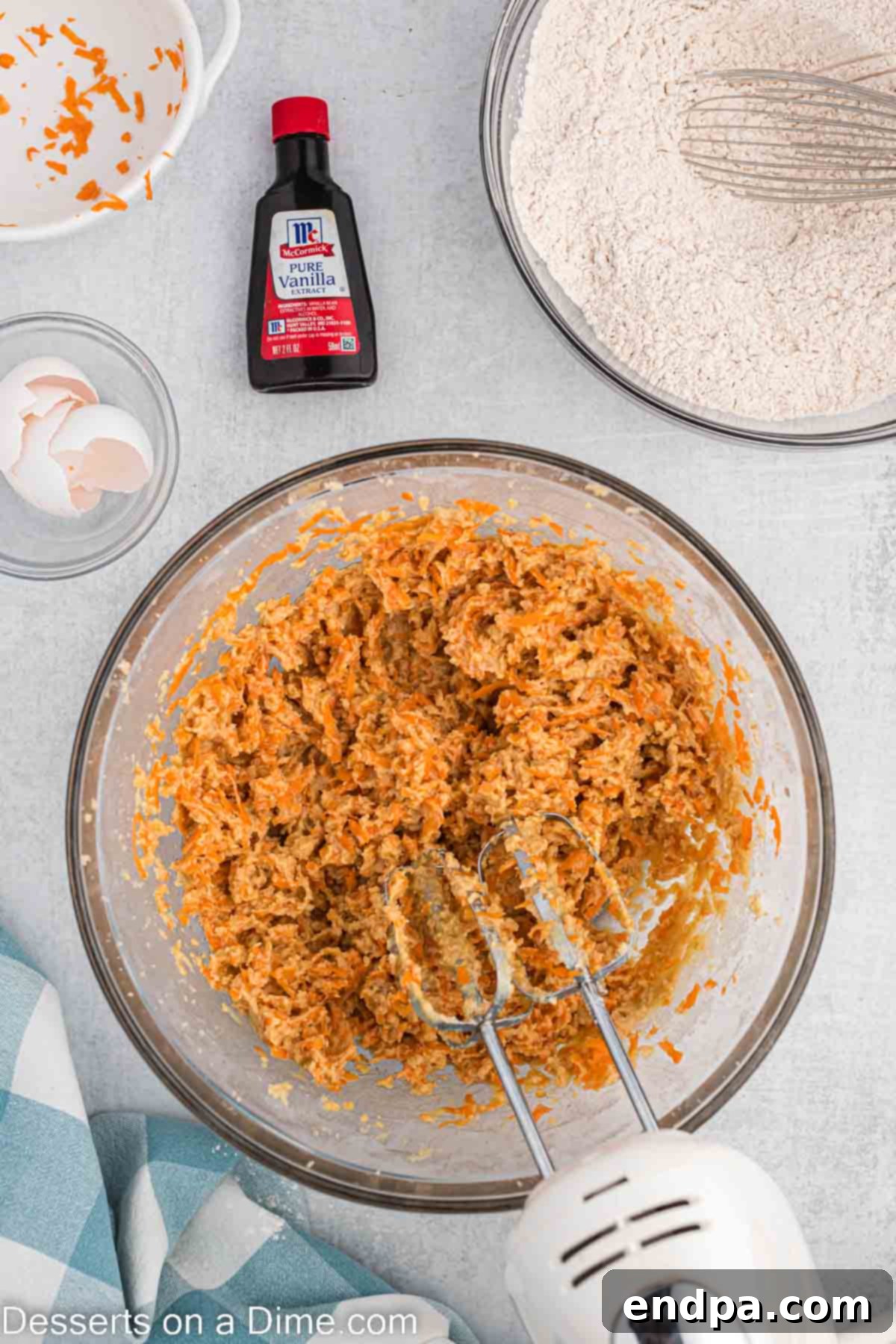 Carrots mixed into the sugar mixture. 