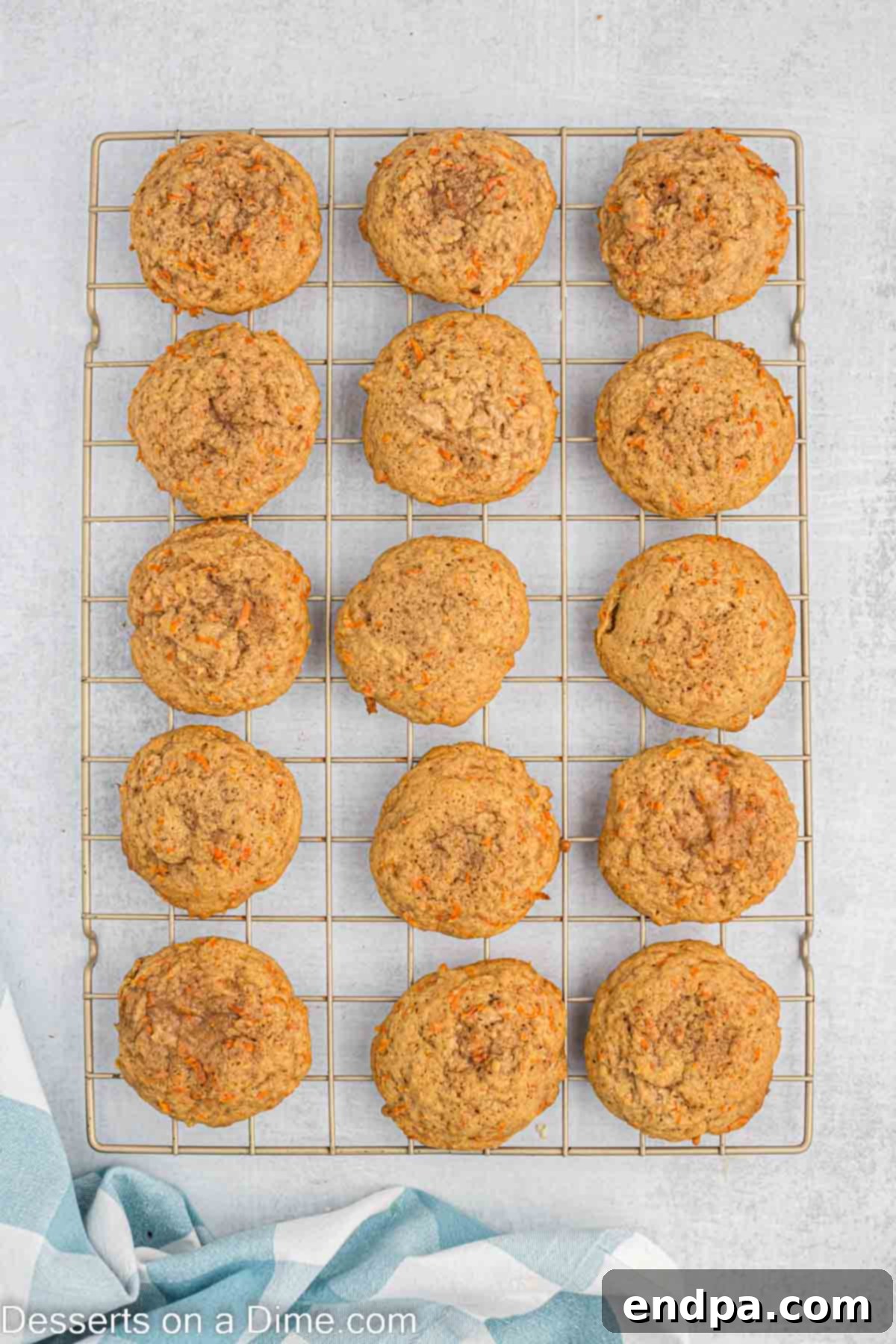Cookies on wire rack cooling. 