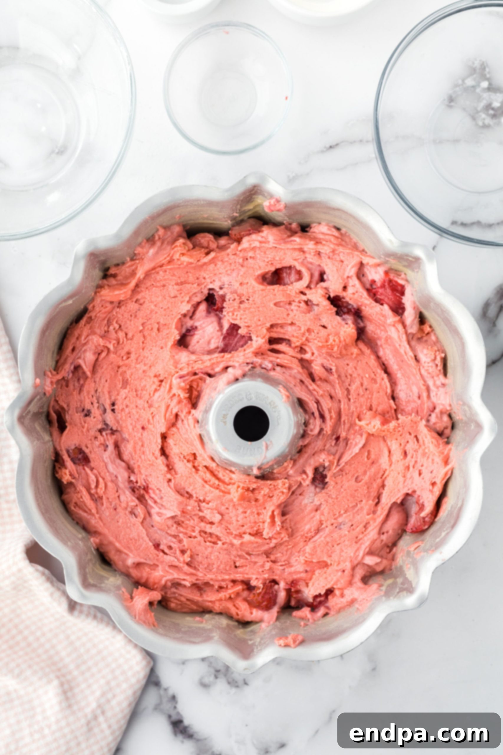 Zesty Strawberry Lemon Bundt Delight 7 Mixture in pan ready to bake.