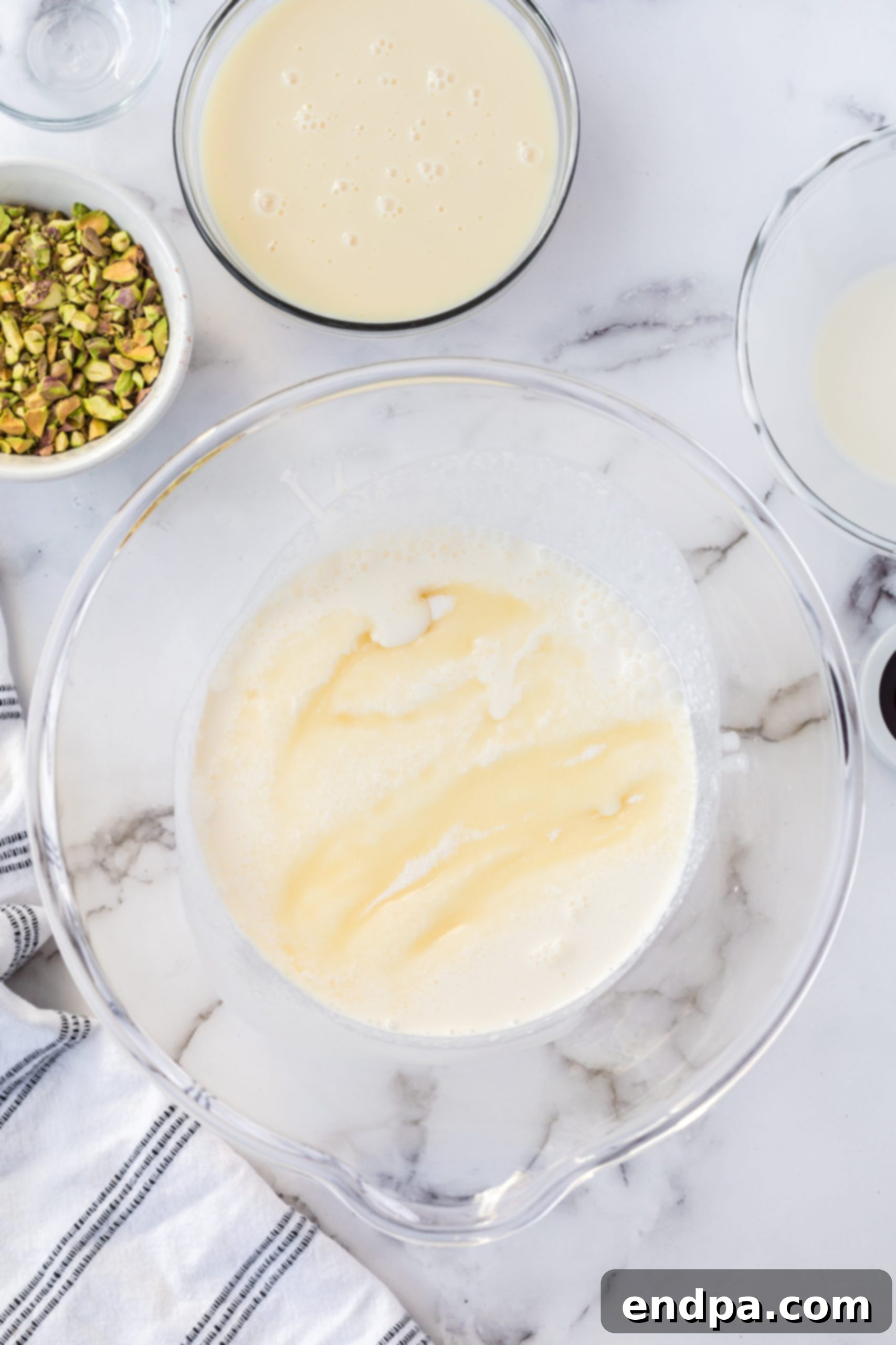 Emerald Dream Ice Cream 4 Bowl with heavy cream.