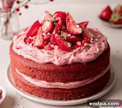 Love Baked Delights 25 Vegan Strawberry Cake with pink frosting.