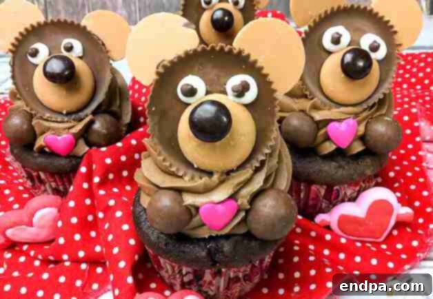Sweet Valentines Cupcake Creations 4 Valentine Teddy Bear Cupcakes, adorable for kids' parties.